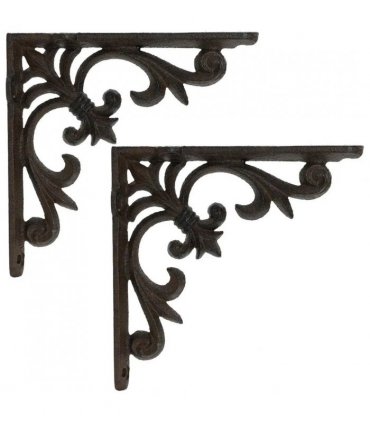 vidaXL Wall Shelf Brackets 2 pcs Antique Brown 21.5 x 21.5 x 3.5 cm — Size: 21 x 21 cm