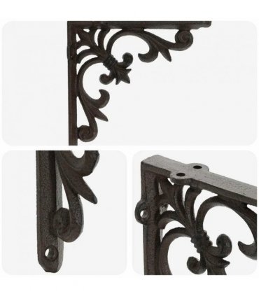 vidaXL Wall Shelf Brackets 2 pcs Antique Brown 21.5 x 21.5 x 3.5 cm — Size: 21 x 21 cm