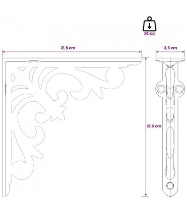 vidaXL Wall Shelf Brackets 2 pcs Antique Brown 21.5 x 21.5 x 3.5 cm — Size: 21 x 21 cm