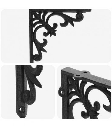 vidaXL Wall Shelf Brackets 2 pcs Black 21.5 x 21.5 x 3.5 cm Steel — Size: 21 x 21 cm