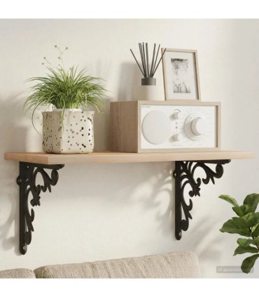vidaXL Wall Shelf Brackets 12 pcs Black 10 x 10 x 2.8 cm Steel — Size: 10 x 10 cm