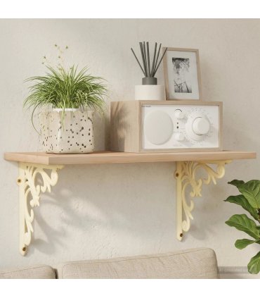 vidaXL Wall Shelf Brackets 2 pcs Antique White 10 x 10 x 2.8 cm Steel — Size: 10 x 10 cm