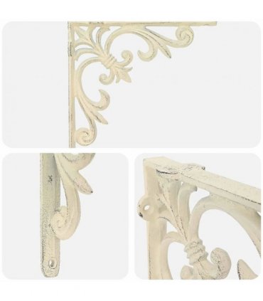 vidaXL Wall Shelf Brackets 2 pcs Antique White 10 x 10 x 2.8 cm Steel — Size: 10 x 10 cm
