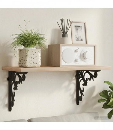 vidaXL Wall Shelf Brackets 2 pcs Black 14.5 x 14.5 x 3 cm Steel — Size: 14 x 14 cm