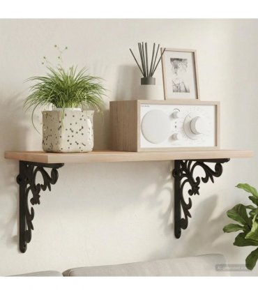 vidaXL Wall Shelf Brackets 2 pcs Black 14.5 x 14.5 x 3 cm Steel — Size: 14 x 14 cm