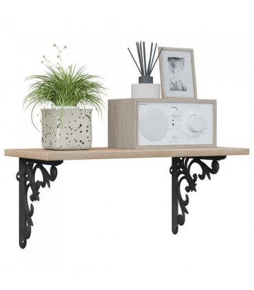 vidaXL Wall Shelf Brackets 2 pcs Black 14.5 x 14.5 x 3 cm Steel — Size: 14 x 14 cm