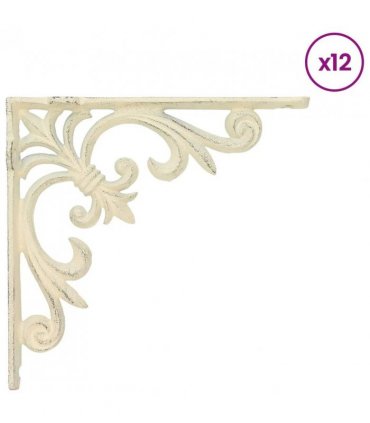 vidaXL Wall Shelf Brackets 12 pcs Antique White 21.5 x 21.5 x 3.5 cm — Size: 21 x 21 cm