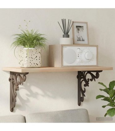 vidaXL Wall Shelf Brackets 2 pcs Antique Brown 14.5 x 14.5 x 3 cm — Size: 14 x 14 cm