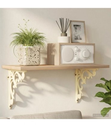 vidaXL Wall Shelf Brackets 2 pcs Antique White 14.5 x 14.5 x 3 cm — Size: 14 x 14 cm