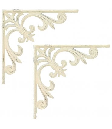 vidaXL Wall Shelf Brackets 2 pcs Antique White 14.5 x 14.5 x 3 cm — Size: 14 x 14 cm