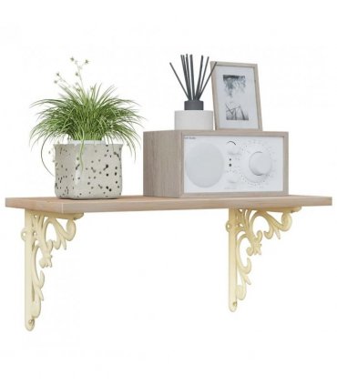 vidaXL Wall Shelf Brackets 2 pcs Antique White 14.5 x 14.5 x 3 cm — Size: 14 x 14 cm