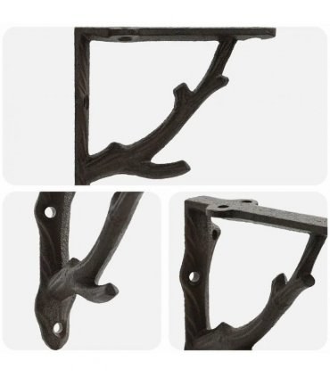 vidaXL Wall Shelf Brackets 2 pcs Antique Brown 14 x 14 x 4 cm Steel