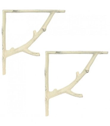 vidaXL Wall Shelf Brackets 2 pcs Antique White 14 x 14 x 4 cm Steel