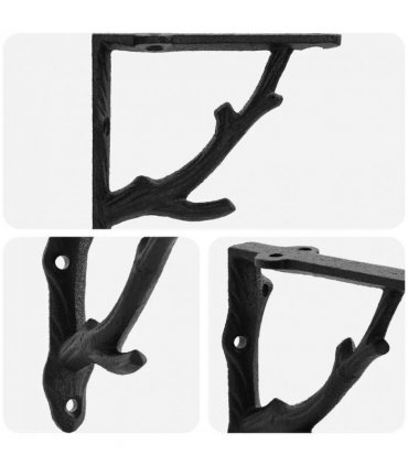 vidaXL Wall Shelf Brackets 2 pcs Black 21.5 x 21.5 x 3.5 cm Steel — Size: 21 x 21 x 4 cm