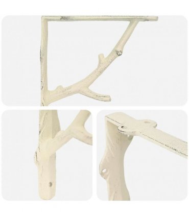 vidaXL Wall Shelf Brackets 2 pcs Antique White 21.5 x 21.5 x 3.5 cm — Size: 21 x 21 x 4 cm