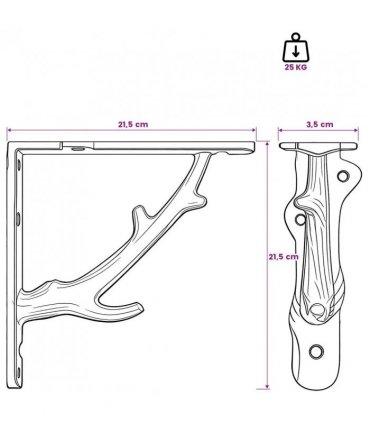 vidaXL Wall Shelf Brackets 2 pcs Antique White 21.5 x 21.5 x 3.5 cm — Size: 21 x 21 x 4 cm