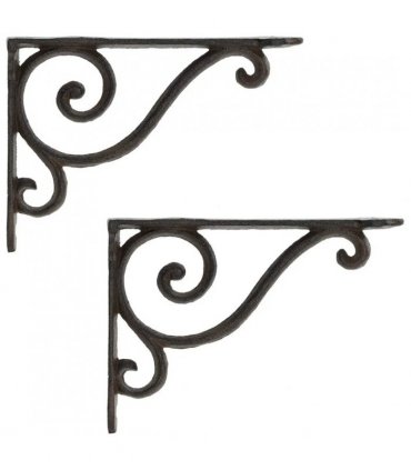 vidaXL Wall Shelf Brackets 2 pcs Antique Brown 12.5 x 17 x 3 cm Steel — Size: 12 x 17 x 2 cm