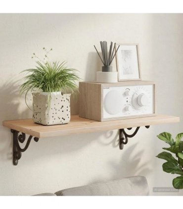 vidaXL Wall Shelf Brackets 2 pcs Antique Brown 12.5 x 17 x 3 cm Steel — Size: 12 x 17 x 2 cm