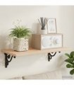 vidaXL Wall Shelf Brackets 12 pcs Black 23.5 x 28 x 3.5 cm Steel — Size: 23 x 27.5 x 2 cm