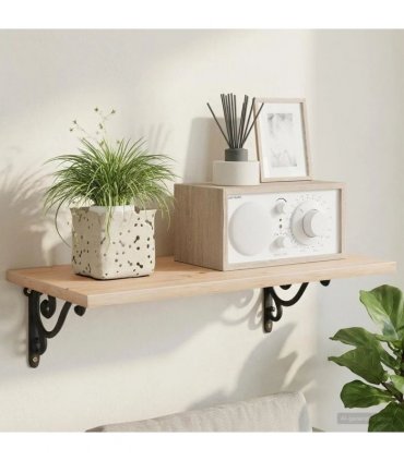vidaXL Wall Shelf Brackets 2 pcs Black 12 x 14 x 3 cm Steel — Size: 11 x 14 x 2 cm