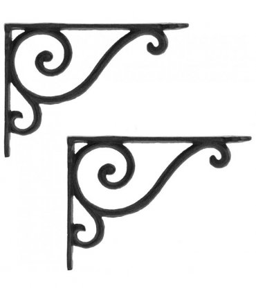 vidaXL Wall Shelf Brackets 2 pcs Black 12 x 14 x 3 cm Steel — Size: 11 x 14 x 2 cm