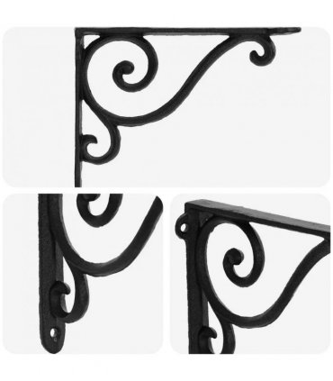 vidaXL Wall Shelf Brackets 2 pcs Black 12 x 14 x 3 cm Steel — Size: 11 x 14 x 2 cm