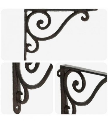 vidaXL Wall Shelf Brackets 2 pcs Antique Brown 23.5 x 28 x 3.5 cm — Size: 23 x 27.5 x 2 cm