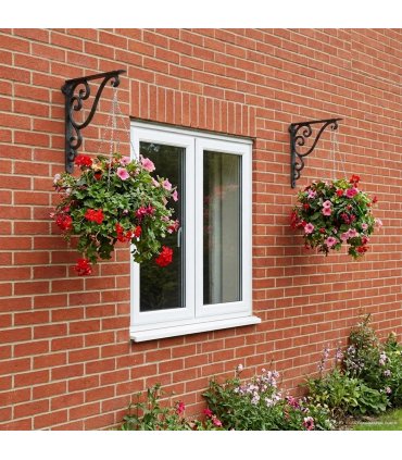 vidaXL Wall Shelf Brackets 2 pcs Black 23.5 x 28 x 3.5 cm Steel — Size: 23 x 27.5 x 2 cm