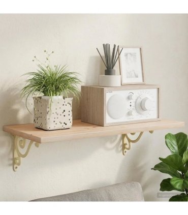 vidaXL Wall Shelf Brackets 2 pcs Antique White 12.5 x 17 x 3 cm Steel — Size: 12 x 17 x 2 cm
