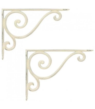 vidaXL Wall Shelf Brackets 2 pcs Antique White 12.5 x 17 x 3 cm Steel — Size: 12 x 17 x 2 cm