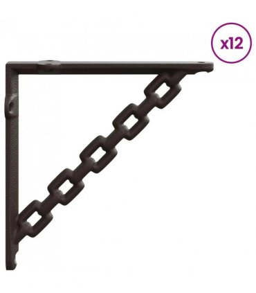 vidaXL Wall Shelf Brackets 12 pcs Antique Brown 14.5 x 14.5 x 3 cm — Size: 14 x 14 cm