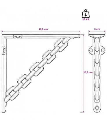 vidaXL Wall Shelf Brackets 2 pcs Black 10.5 x 10.5 x 3 cm Steel — Size: 10 x 10 cm