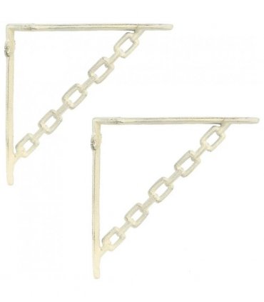 vidaXL Wall Shelf Brackets 2 pcs Antique White 21 x 21 x 3.5 cm Steel — Size: 21 x 21 cm