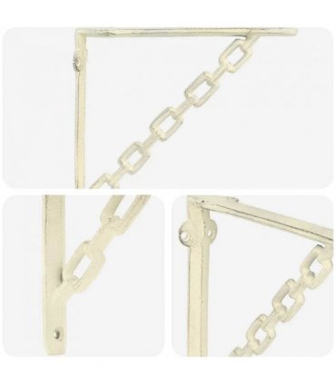 vidaXL Wall Shelf Brackets 2 pcs Antique White 21 x 21 x 3.5 cm Steel — Size: 21 x 21 cm