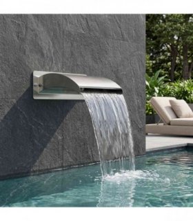 vidaXL Pool Waterfall with LED Stainless Steel 304 30 x 9 x 26 cm