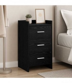 vidaXL Bedside Tables Black Oak 40 x 36 x 70 cm Engineered Wood
