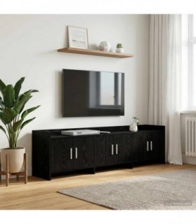 vidaXL TV Cabinet 168 x 33 x 47 cm Black Oak Engineered Wood — V0672370232