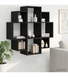 vidaXL Wall Shelf Black Oak 90 x 25 x 90 cm Engineered Wood