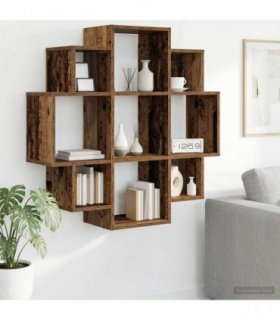 vidaXL Wall Shelf Old Wood 90 x 25 x 90 cm Engineered Wood