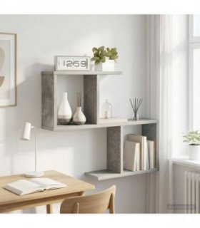 vidaXL Wall Shelf Concrete Grey 60 x 12 x 50.5 cm Engineered Wood — Model: Asymmetric shelf design