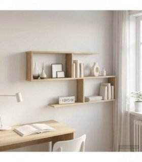 vidaXL Wall Shelf Sonoma Oak 100 x 12 x 50.5 cm Engineered Wood — Model: Open zigzag design