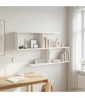 vidaXL Wall Shelf White 100 x 12 x 50.5 cm Engineered Wood — Model: Open zigzag design