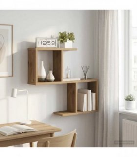 vidaXL Wall Shelf Artisan Oak 60 x 12 x 50.5 cm Engineered Wood — Model: Asymmetric shelf design