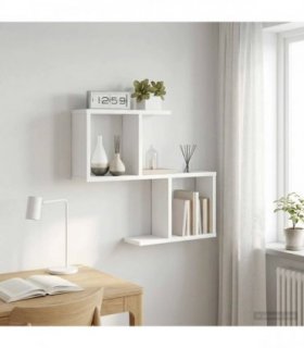 vidaXL Wall Shelf White 60 x 12 x 50.5 cm Engineered Wood — Model: Asymmetric shelf design