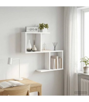 vidaXL Wall Shelf White 60 x 12 x 50.5 cm Engineered Wood — Model: Asymmetric shelf design