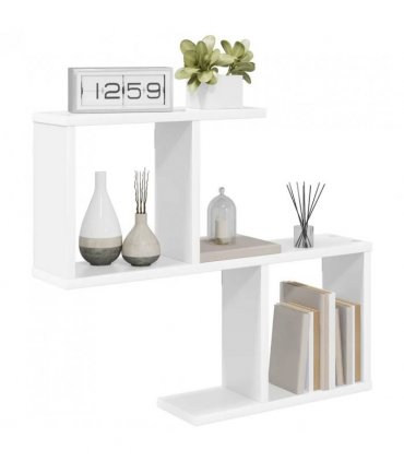 vidaXL Wall Shelf White 60 x 12 x 50.5 cm Engineered Wood — Model: Asymmetric shelf design