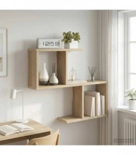 vidaXL Wall Shelf Sonoma Oak 60 x 12 x 50.5 cm Engineered Wood — Model: Asymmetric shelf design