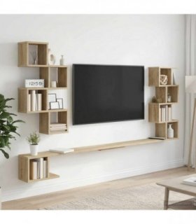 vidaXL Wall-Mounted TV Shelf Sonoma Oak 200 x 15 x 94 cm