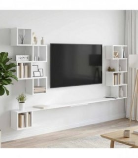 vidaXL Wall-Mounted TV Shelf White 160 x 15 x 94 cm Engineered Wood