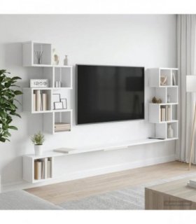 vidaXL Wall-Mounted TV Shelf White 200 x 15 x 94 cm Engineered Wood